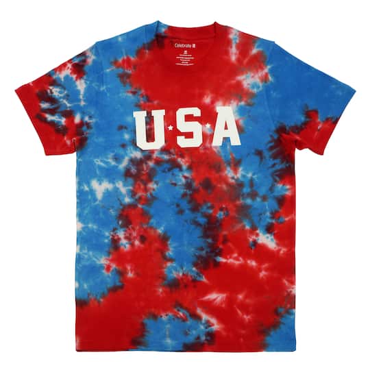 Red & Blue Tie Dye USA Short Sleeve T-Shirt by Celebrate It